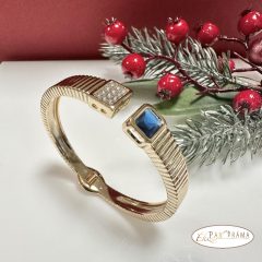 18K Gold Filled nyitható karperec - Zoja blue