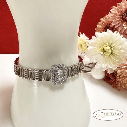  White Gold Filled karkötő kristályos fejjel- Írisz white