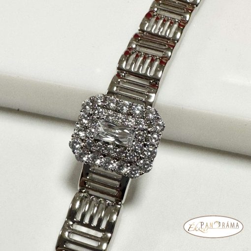  White Gold Filled karkötő kristályos fejjel- Írisz white