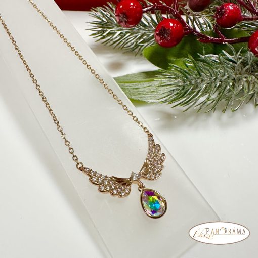 Eredeti kristályos,  18K Gold Filled, medálos nyaklánc - Angyalszárny AB