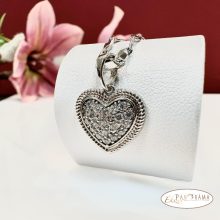 Nyaklánc, White Gold Filled, antiallergén kristályos szív medállal - Evelyne white
