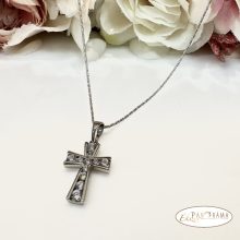 White Gold Filled, antiallergén Nyaklánc kereszt Medállal - Christhian 
