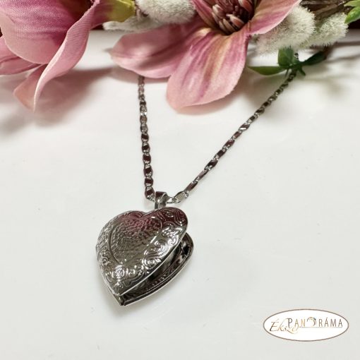 White Gold filled fényképtartó medálos nyaklánc, Antiallergén  - Heart 3