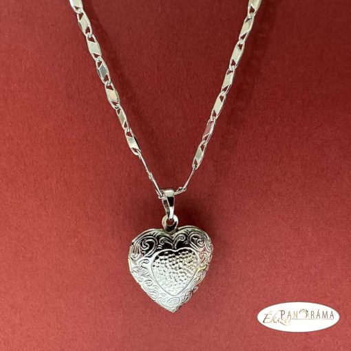 White Gold filled fényképtartó medálos nyaklánc, Antiallergén  - Heart 3
