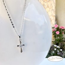 White Gold Filled Nyaklánc kereszt Medállal - Christian