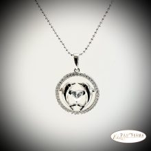 White Gold Filled nyaklánc medállal - Dolphins&heart