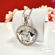 White Gold Filled nyaklánc medállal - Dolphins&heart