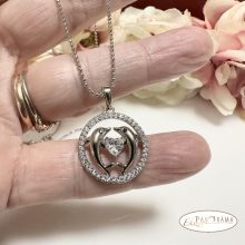 White Gold Filled nyaklánc medállal - Dolphins&heart