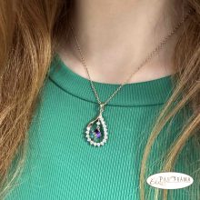 18K Gold filled medálos nyaklánc kristályokkal  - Fiona violet