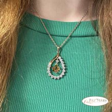 18K Gold filled medálos nyaklánc kristályokkal  - Fiona white