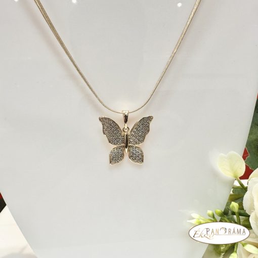 18K Gold Filled nyaklánc kristályos medállal - Butterfly 