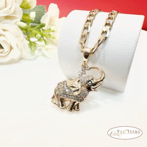 18K Gold Filled nyaklánc kristályos medállal - Elephant 