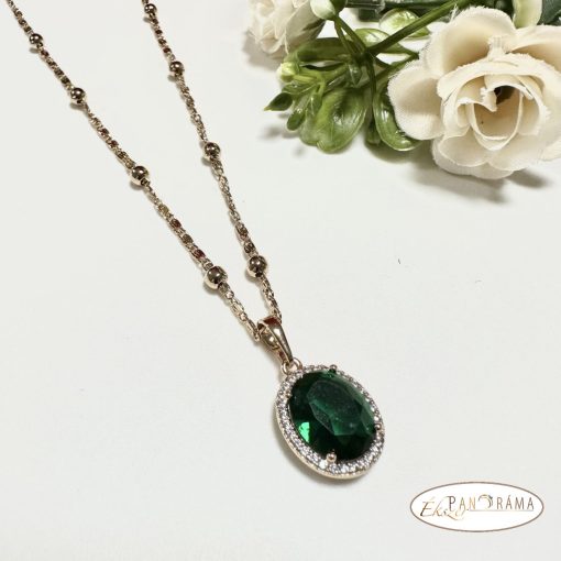 18K Gold filled medálos nyaklánc- Via green