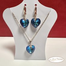Eredeti kristályos 18K Gold Filled Nyaklánc és fülbevaló  Szett - Love Blue