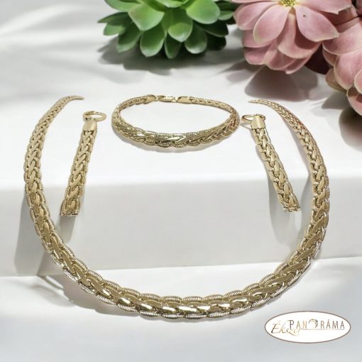 14K Gold Filled nyaklánc,  karkötő és fülbevaló szett - 