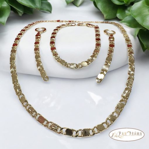14K Gold Filled nyaklánc,  karkötő és fülbevaló szett - Orchidea
