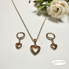   18K Gold Filled szett, medálos nyaklánc lógós fülbevalóval - Love store