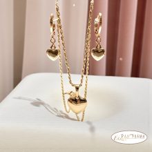 18K Gold Filled szett, medálos nyaklánc lógós fülbevalóval - Love store
