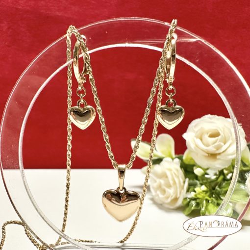 18K Gold Filled szett, medálos nyaklánc lógós fülbevalóval - Love store