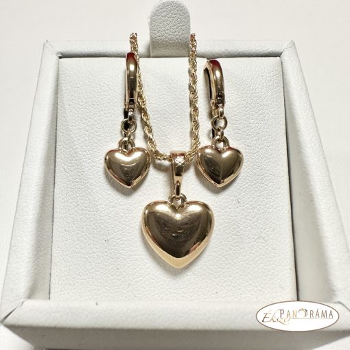 18K Gold Filled szett, medálos nyaklánc lógós fülbevalóval - Love store