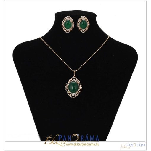  18 K Gold Filled szett gyűrűvel  - Smaragd elegant