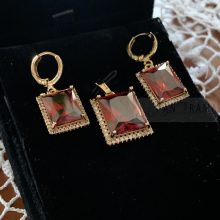 18K Gold filled medál és fülbevaló szett - RUBY