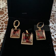 18K Gold filled medál és fülbevaló szett - RUBY