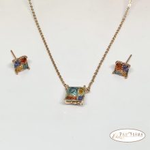  18K Gold Filled nyaklánc, fülbevaló szett - colorful