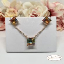  18K Gold Filled nyaklánc, fülbevaló szett - colorful