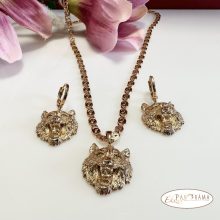 18K Gold Filled, antiallergén szett medálos nyaklánccal és fülbevalóval - Zoie 