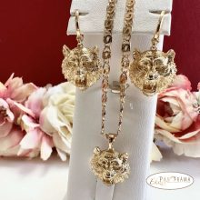 18K Gold Filled, antiallergén szett medálos nyaklánccal és fülbevalóval - Zoie 