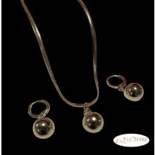 18K Gold Filled szett, medálos nyaklánccal és lógós fülbevalóval - Georgina 