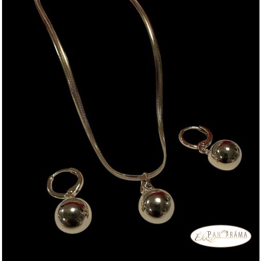 18K Gold Filled szett, medálos nyaklánccal és lógós fülbevalóval - Georgina 