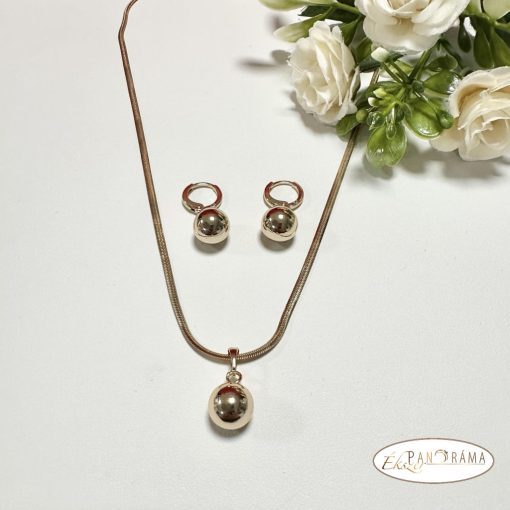 18K Gold Filled szett, medálos nyaklánccal és lógós fülbevalóval - Georgina 