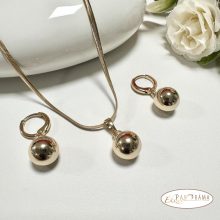 18K Gold Filled szett, medálos nyaklánccal és lógós fülbevalóval - Georgina 