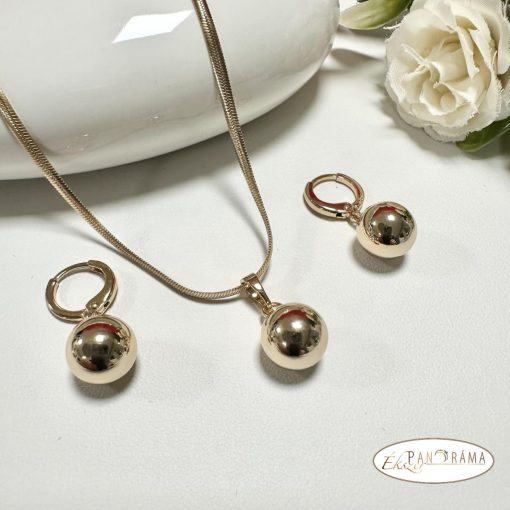 18K Gold Filled szett, medálos nyaklánccal és lógós fülbevalóval - Georgina 