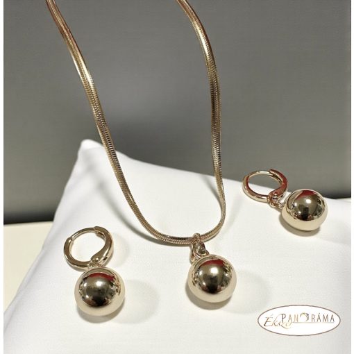 18K Gold Filled szett, medálos nyaklánccal és lógós fülbevalóval - Georgina 