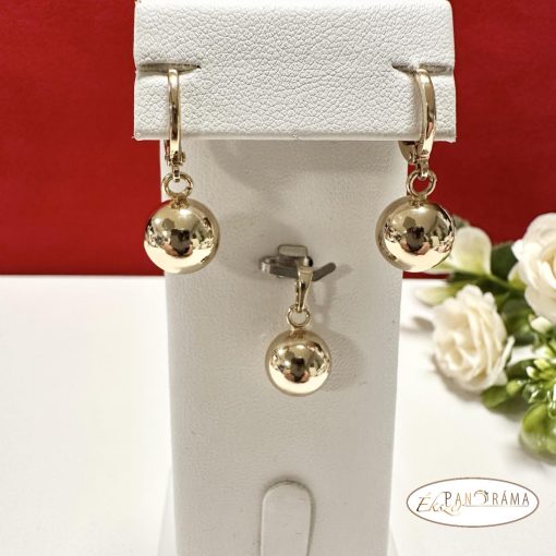 18K Gold Filled szett, lógós fülbevalóval és medállal - Renatha