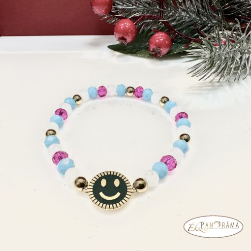Ásványkő színes Karkötő  -  smiley 