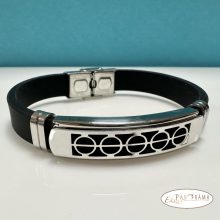 Férfi nemesacél kaucsuk karkötő - Coterie white