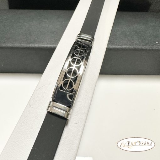 Férfi nemesacél kaucsuk karkötő - Coterie white