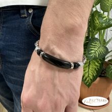 Nemesacél karkötő ásványkövekkel - Türkiz