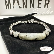 Nemesacél karkötő ásványkövekkel - Labradorit