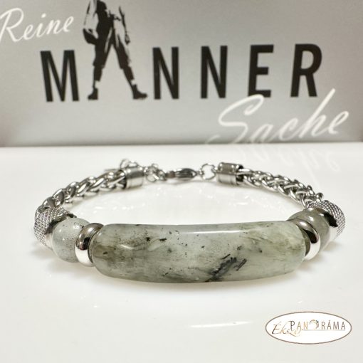 Nemesacél karkötő ásványkövekkel - Labradorit