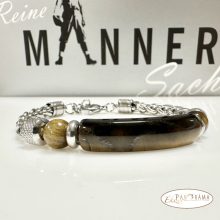 Nemesacél karkötő ásványkövekkel - Tigrisszem