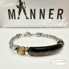 Nemesacél karkötő ásványkövekkel - Tigrisszem