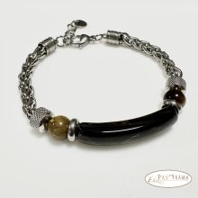 Nemesacél karkötő ásványkövekkel - Tigrisszem