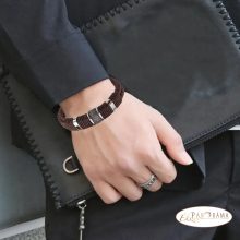 Nemesacél-bőr Férfi Karkötő -  Fláviusz Brown