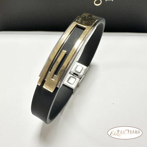 Férfi nemesacél kaucsuk karkötő - Dominik