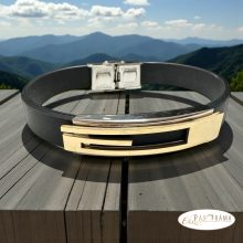 Férfi nemesacél kaucsuk karkötő - Dominik